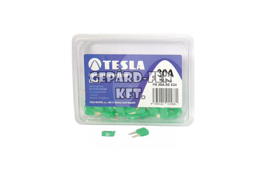 MINI késes biztosíték 30A - TESLA - 100db