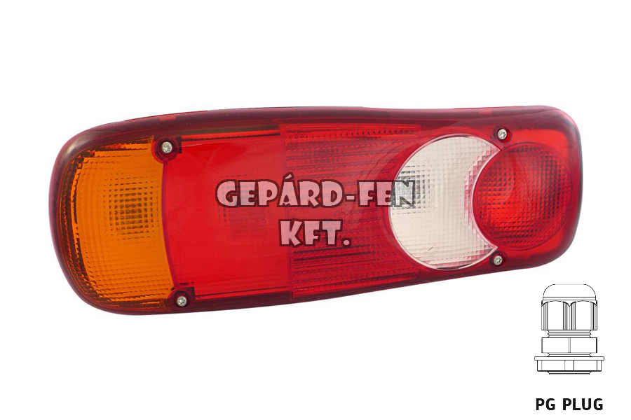 Hátsólámpa Renault félholdas, BAL oldal +rendszám, +tömszelence (eredeti VIGNAL) 350x130mm, vast.: 83mm, csavartáv.: 152mm - 152140