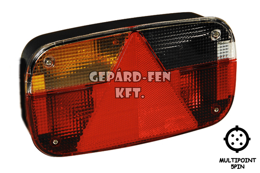 Utánfutó hátsólámpa Multipoint III BAL oldal (Hj.+fék+index+KÖDZÁRÓ), +Multipoint 5P csatlakozó hátul (eredeti ASPÖCK) 244x138mm, vast.: 60mm, csavartáv.: 152mm - 24-8000-000