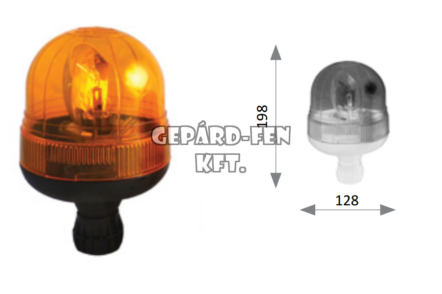 Forgólámpa VEGA, alacsonybúrás 12/24V, Adapteres flexibilis kivitel, H1 izzóval, átm.: 128mm, mag.: 198mm (eredeti VIGNAL) - D14479