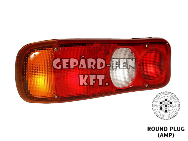 Hátsólámpa VW T5 teliholdas BAL oldal, +DIN csatlakozó hátul 351x131mm, vast.: 85mm, csavartáv.: 160mm