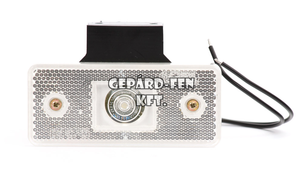 Szélességjelző 12V/24V téglalap alakú fehér 1 ledes +tartófül 116mm x 66mm (105z)