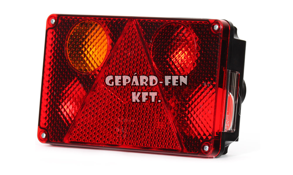 Hátsólámpa 4 körös +háromszögprizma +rendszám Bal oldal 232mm x 142mm x 54mm (114w)
