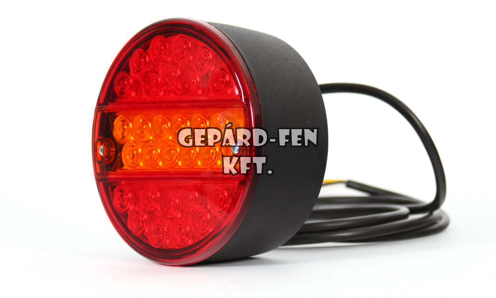 !!!AKCIÓ!!! a készlet erejéig - Hátsólámpa 12V(extra terhelés) kerek 3 funkciós 29 LEDes Vastag kivitel 142mm átmérő 78mm (helyzetjelző,fék,index) (233w)