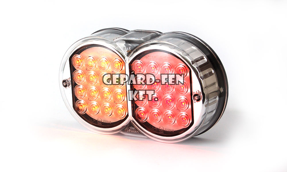 !!!AKCIÓ!!! a készlet erejéig - Hátsólámpa 24V(extra terhelés) duplakerek 3 funkciós 32 LEDes 208mm x 121mm x 57mm (helyzetjelző,fék,index) (228w)
