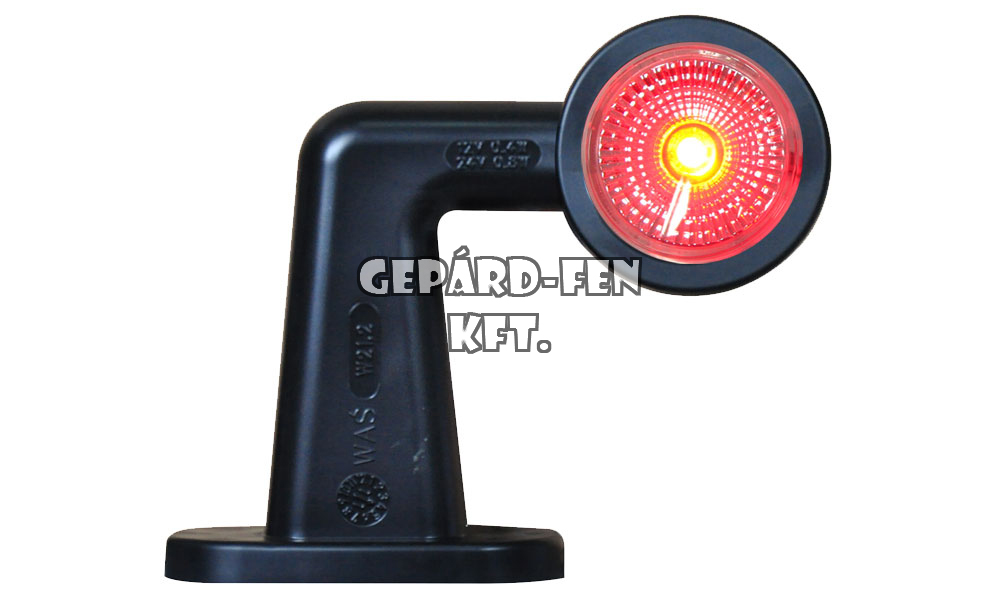 Szélességjelzõ 12V/24V LEDes piros/fehér 90fokos rövid karos BAL oldal (mindkét oldalon fehér plexi) 125mm kinyúlás (294L)