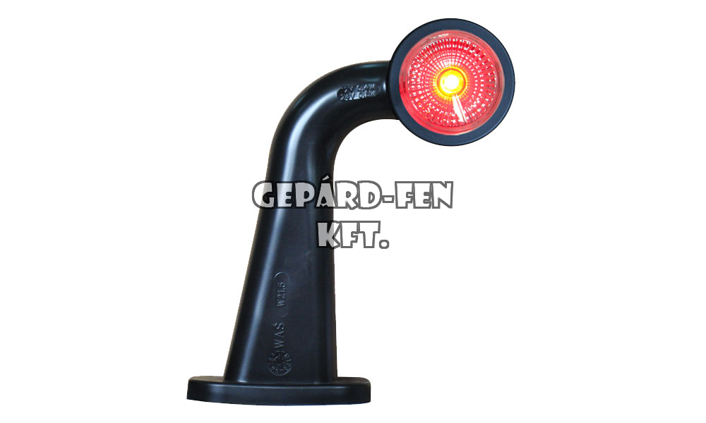 Szélességjelzõ 12V/24V LEDes piros/fehér 90fokos hosszú karos BAL oldal (mindkét oldalon fehér plexi) 187mm kinyúlás (297L)