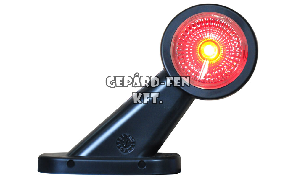 Szélességjelző 12V/24V LEDes piros/fehér 45fokos rövid egyenes BAL oldal (mindkét oldalon fehér plexi) 108mm kinyúlás (299L)