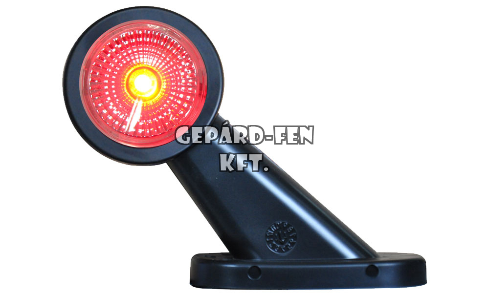 Szélességjelző 12V/24V LEDes piros/fehér 45fokos rövid egyenes JOBB oldal (mindkét oldalon fehér plexi) 108mm kinyúlás (299P)
