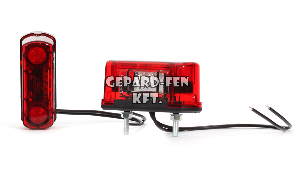 Rendszám megvilágítás PIROS 12-24V kis tégla alakú 2+2LED-es 83x31mm, mag.: 39mm, csavartáv.: 44mm (245-W53)