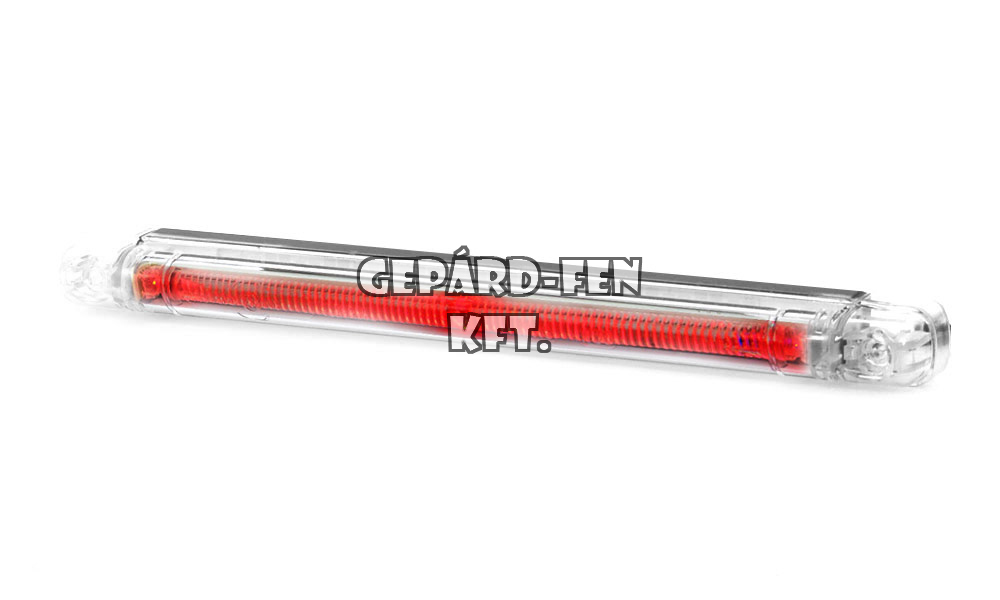 Szélességjelzõ 12-24V hosszú csík alakú PIROS 3LED-es 237x21mm, vast.: 22mm, furattáv.: 212mm (184-W38)