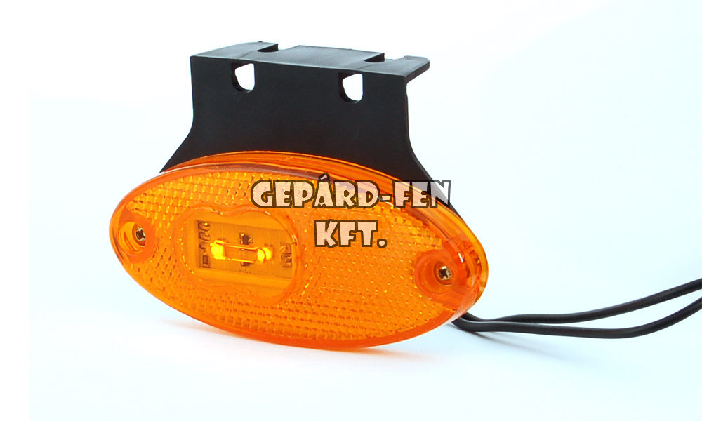 Szélességjelző 12V/24V ovális alakú sárga 2 ledes szélén +tartófül 120mm x 68mm (308z)