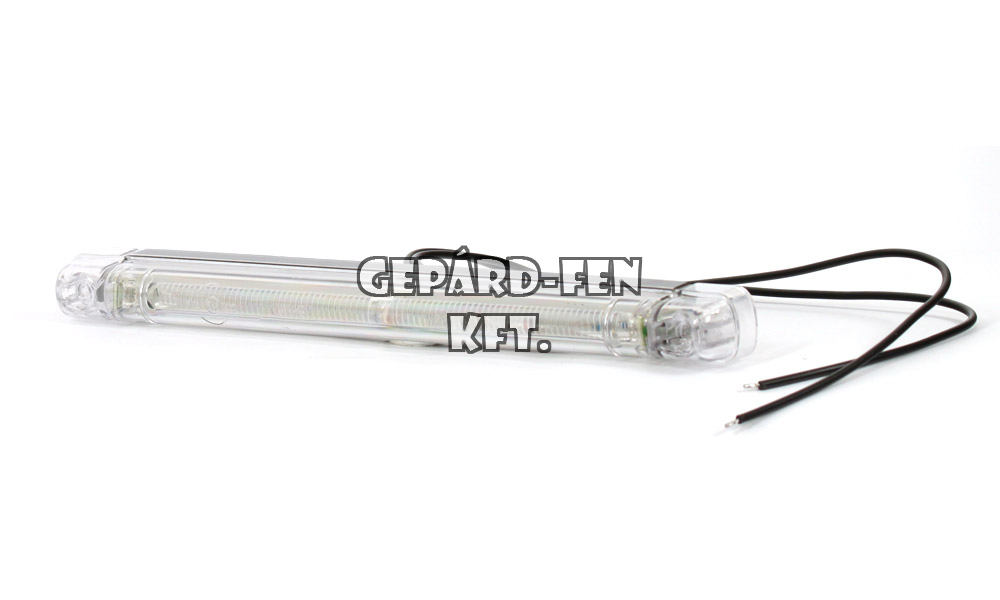 Szélességjelző 12-24V hosszú csík alakú FEHÉR 3LED-es 237x21mm, vast.: 22mm, furattáv.: 212mm (180-W36)