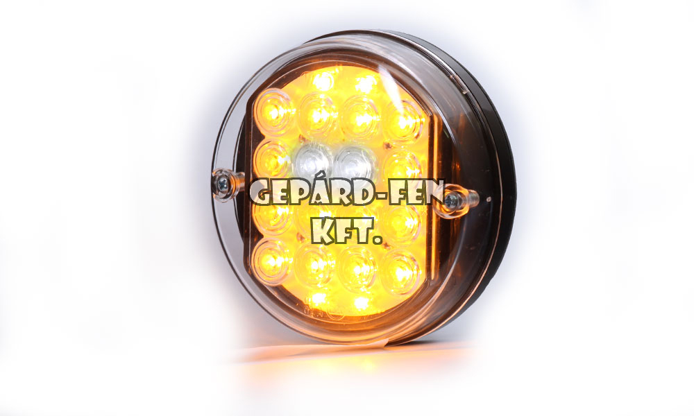 !!!AKCIÓ!!! a készlet erejéig - Univerzális kerek 20LED-es Első helyzetj.(2LED) + Index(18LED), 24V, átm.: 115mm, vast.: 37mm, csavartáv.: 46mm, (216-W43)
