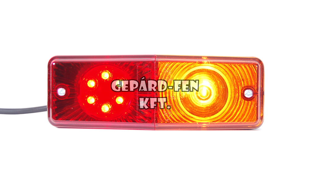Univerzális keskeny Hátsólámpa, 3 funkciós: helyzetj.+fék (LED-es), index (IZZÓS), 12-24V, 200x70mm, vast 62mm, csavartáv.: 90mm (488-W072)