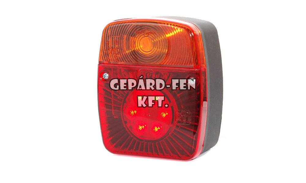Utánfutó hátsó lámpa multi funkciós LED-s helyzetjelző- és fék-, izzós irányjelző- + LED-s rendszám (121 x 101 x 57 mm) (477-W18udz)