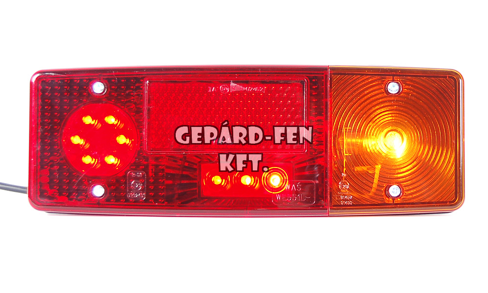 Hátsó lámpa (ZUK tip) prizma, LED-s helyzetjelző, fék-, + izzós irányjelző, jobb oldal,  264x102x65 mm 12V/24V (486-551dzP)