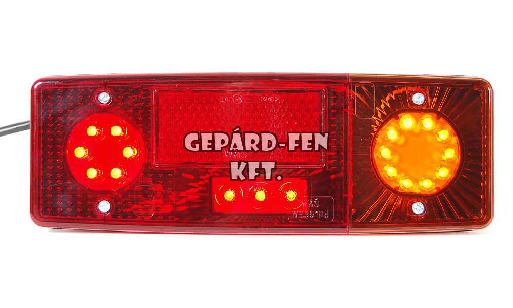 Hátsó lámpa (ZUK tip) prizma, LED-s helyzetjelző-, fék-, irányjelző világítás 264x102x65 mm, jobb 12V/24V (484-551dP)