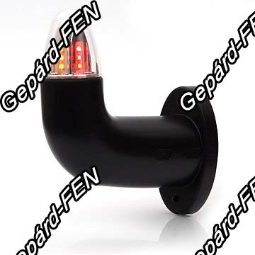 Viking szélességjelző (fekete) 12/24V LED-es Piros/Fehér/Sárga 90fokos rövid karos BAL oldal 150mm kinyúlás (537L(A)-W75.1)