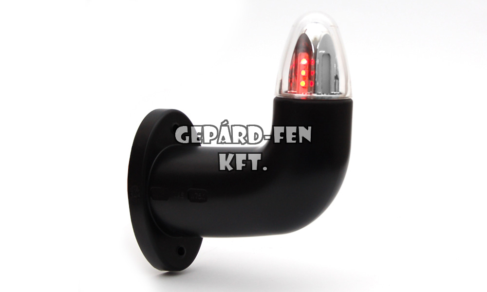 !!!AKCIÓ!!! a készlet erejéig - Viking szélességjelző (fekete) 12/24V LED-es Piros/Fehér/Sárga 90fokos rövid karos JOBB oldal 150mm kinyúlás (537P(A)-W75.1)