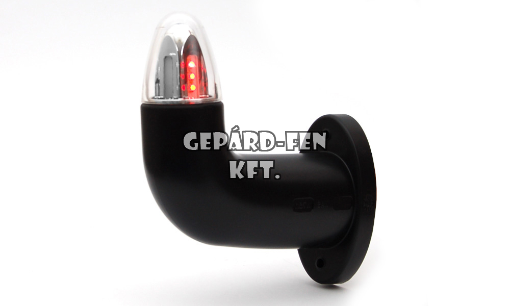 !!!AKCIÓ!!! a készlet erejéig - Viking szélességjelző (fekete) 12/24V LED-es Piros/Fehér 90fokos rövid karos BAL oldal 150mm kinyúlás (538L(A)-W75.1)