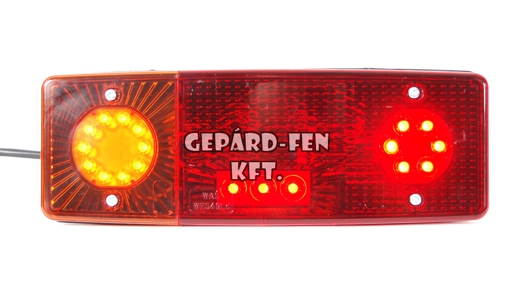 Hátsó lámpa (ZUK tip.) multfunkciós, LED-s fék-, helyzetjelző-, irányjelző- +Led-s rendszámvilágítás 264x102x65mm, bal 12V/24V (479-W549dL