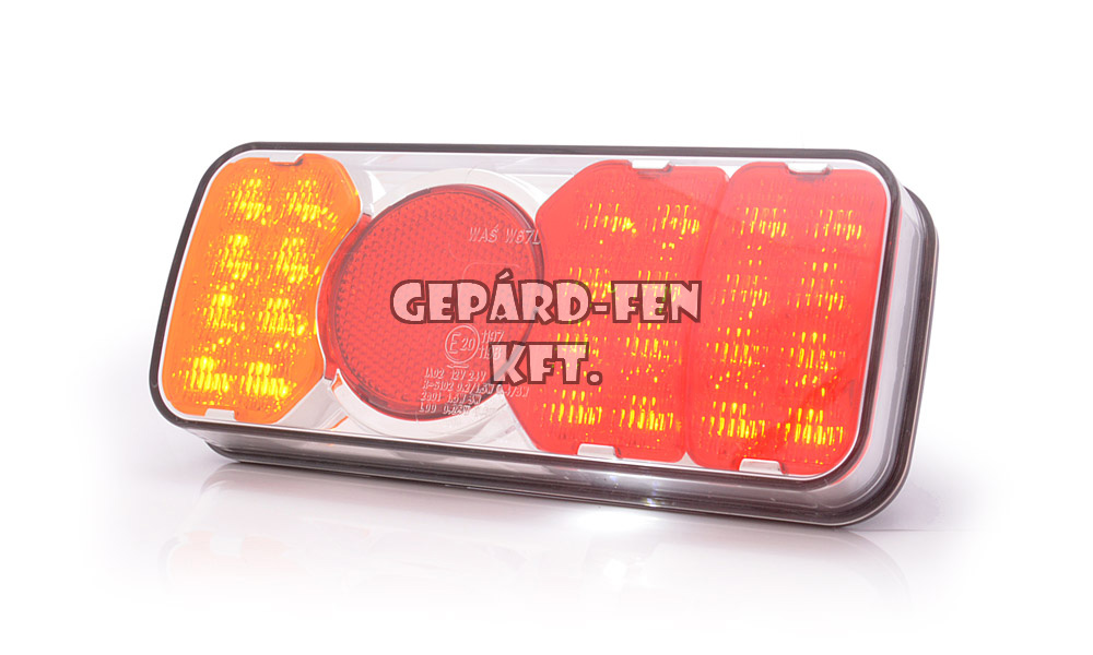 !!!AKCIÓ!!! a készlet erejéig - Hátsólámpa KÖR prizmás, színes búrás, BAL, 12-24V, 24LED-es, 3 funkc. (hj+fék+index) +rendszámvil. alul, +2m kábel 201x85mm, vast.: 40/61mm (316KR-W67L)