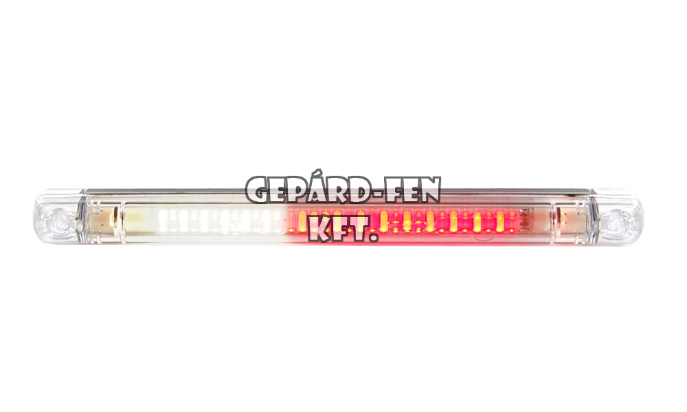 Hátsólámpa LED csík, 2funkciós: Ködzáró(20LED) + Tolató(12LED), 12-24V, 237x21mm, vast.: 22mm, furattáv.: 212mm (556-W73)