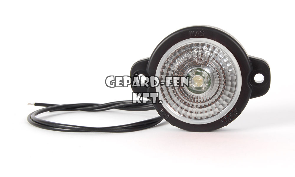 Szélességjelzõ 12-24V, kerek, füles, sík hátoldalas, FEHÉR, 1LED-es, átm.: 60mm, vast.: 25mm, furattáv.: 67mm (527-W24)