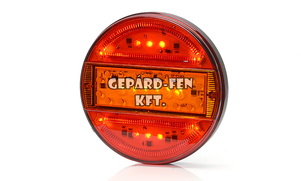 W94,-es tipuscsalád.744. Kerek,teljesen LED,-es un:AVIA tipusú 3 funkciós (hj.+fék+index) hátsó lámpa.12-24V,-os kivitel.JOBB-BAL! Méretei:Átmérő 140mm.Vast: 25mm. Csavartáv: 45mm.2m bekötési vezetékkel.Vízállóság:IP66/68 Hasonló lámpa: WAS 0341