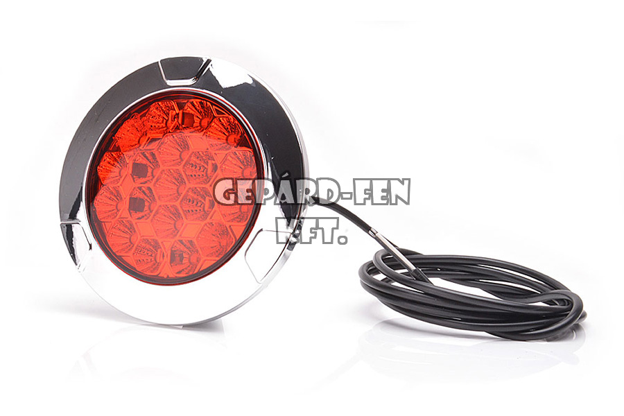 W141,-es tipuscsalád.1082. LED,-es lapos kerek hátsó ködlámpa, krómkerettel, 2m vezetékkel.Méretei: Átm: 150mm.Mélység: 37,5mm.Felfogatás: Hátul 2db 8x1,5mm,-es csavarral. Vizáll:IP66/68. Hasonló lámpa:WAS0374!!