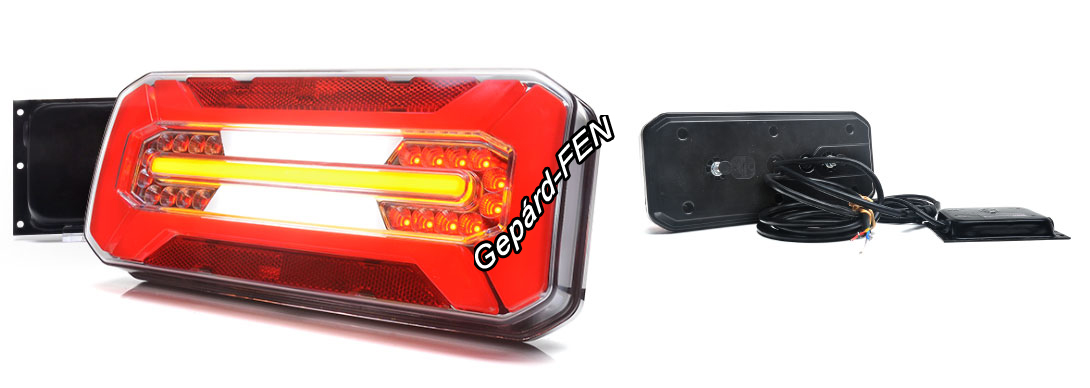W185,-ös tipuscsalád. 1290 L/P 012. Teljesen LED,-es 12V,-os 5 funkciós ( helyzetjelző, fék, irányjelző, tolató, ködfény )hátsó lámpa. Méretei:306x133x60mm. Felfogatás: hátul, 2db M8x1,5 mm,-es csavarral.Vezetékes kivitel.  Jobb-Bal. !!
