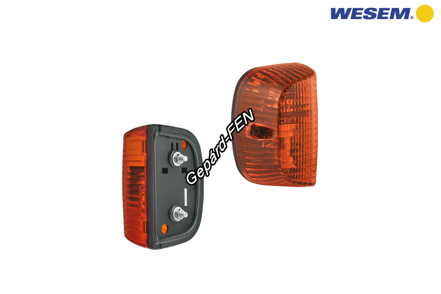 LK1.24000 Index Zetor téglalap alaku  fényszórókhoz. Méretei:  104mm x 64mm x 56mm. Sárga.12V21W,-os izzóval. (WES 177,178,179,180).Önálló egység, igény szerint egyedileg két (M5,-ös) csavarral felszerelhető.