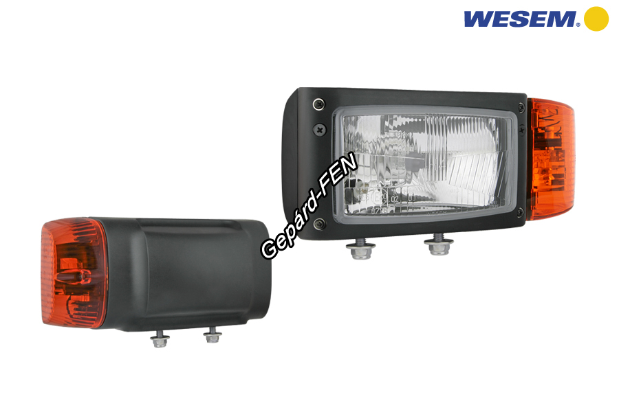 REPR1.24206.Zetor téglalap fényszóró BAL +index +helyzetjelző +Deutche csatlakozó hely (por és vízálló) hótoló és speciális járművek 246mm x 110mm x 124mm H4 izzós kivitel, 12V,-os izzókkal.