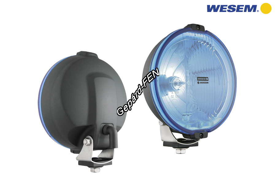HOS2.38810.Szúrófény nagy kerek fekete műanyag házzal halványkék üveggel + 1LED 12V körhelyzetjelző 183mm átmérő 97mm mély. H3,-as izzó nélkül, de 12V T4W izzóval.0,15m bekötési kábellal.