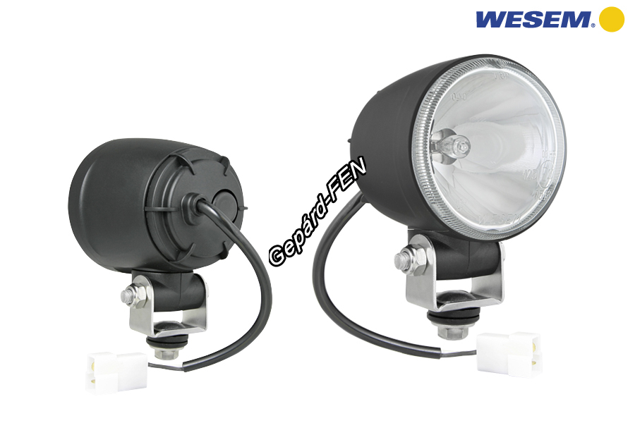 HO4.41601.Kiegészítő fényszóró pici kerek fekete műanyag házzal alsó csavarral (M8,-as)sima fehér üveggel 84mm átmérő 90mm mély H3 izzós kivitel, izzó nélkül.0,2 m kábellal.