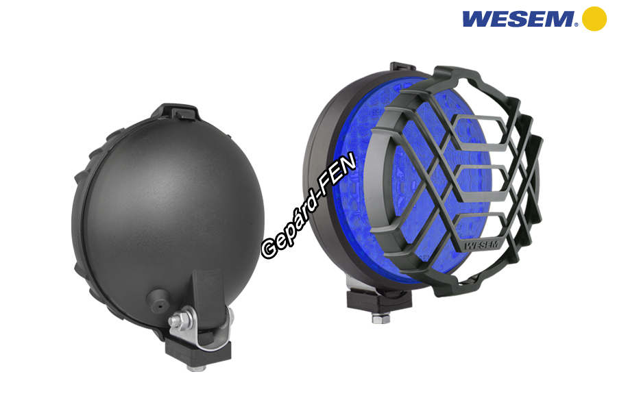 HO1.27901. Kerek, kékfényű jelzőlámpa. Méretei szerint a HO1,-es tipuscsaládhuz tartozik.Méretei: Betét átm: 159mm. Teljes méret: 176x164x83mm. Alsó csavaros(M8,-as) felfogatással. H3,-as izzó nélkül.