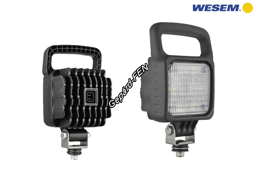 Munkalámpa kocka 6LED-es terítő (66x22°) 12-24V, 24W, 1500lumen, IP67-69K, AMP 2p. csatl., Felső fogó füllel!!, 100x100mm (110x145mm), vast.: 74mm, mag. tartóval: 190mm - LED1.46816