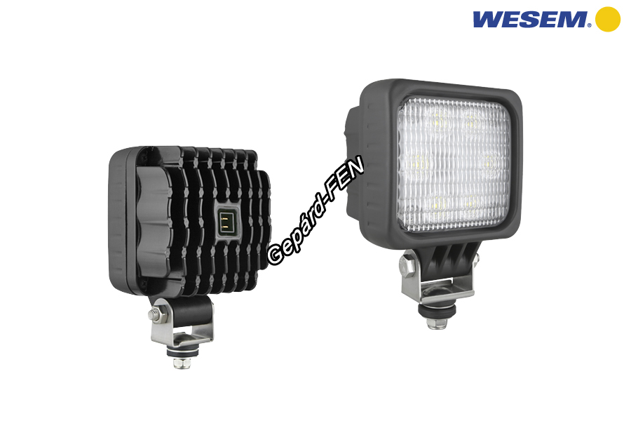 LED2.47506. Munkalámpa LED-s szögletes 100 mm x 100 mm  12-24 V  2000 lumen. AMP csatlakozóval.Vízállóság: IP66, IP69k. Standard alsó csavaros felfogatás.