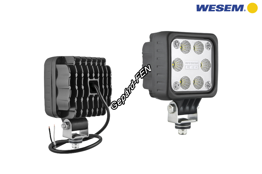 LED1F.47400 Munkalámpa kocka 6LED-es terítő (50°) 12-24V, 24W, 1500lumen, IP67-69K, +0,5m kábel, 100x100mm, vast.: 74mm, mag. tartóval: 164mm.