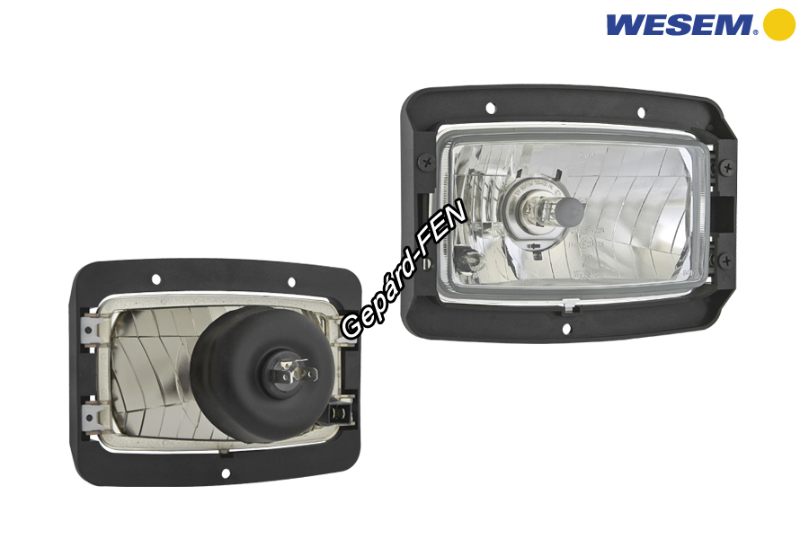 Fényszóróbetét műanyag beépítő kerettel Zetor traktorokhoz, tiszta üveges, 12V H4 + W5W izzóval (helyzetjelzős), 156x93mm (keret:179x132mm) - PES1.41930
