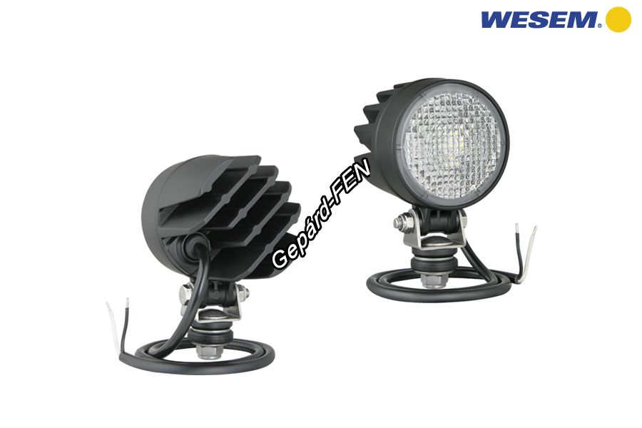 Munkalámpa MINI Kerek 2LED-es terítő (43°) 12-24V, 12W, 1300lumen, IP67-69K, +0,5m kábel, átm.: 66mm, vast.: 69mm, mag. tartóval: 96mm - CRC4A.51100