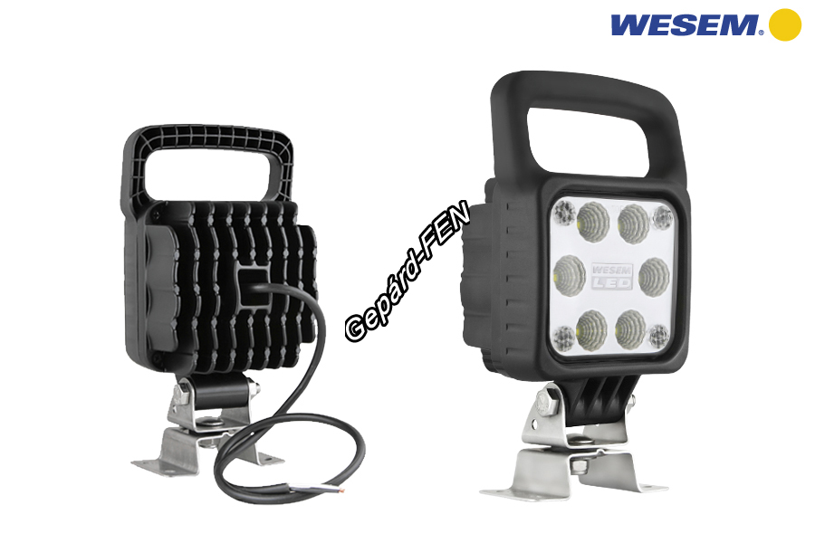 Munkalámpa kocka 6LED-es terítő (50°) 12-24V, 29W, 2500lumen, IP67-69K, +0,5m kábel, +fogó, 100x100mm (110x145mm), vast.: 74mm, mag. tartóval: 205mm - LED6F.49930