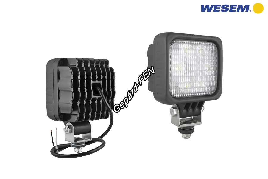 Munkalámpa kocka 6LED-es terítő (66x22°) 12-24V, 24W, 1500lumen,drapcsos üveggel. IP67-69K, +0,5m kábel, 100x100mm, vast.: 74mm, mag. tartóval: 164mm - LED1.46800