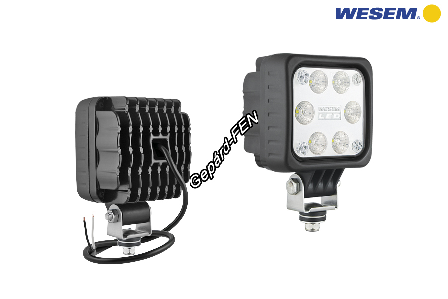 Munkalámpa kocka 6LED-es szúró (6°) 12-24V, 24W, 1500lumen, IP67-69K, +0,5m kábel, 100x100mm, vast.: 76mm, mag. tartóval: 146mm - LED4F.47800