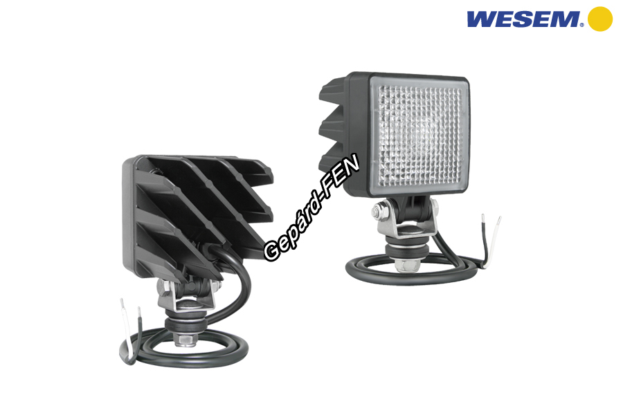 Munkalámpa MINI Kocka 2LED-es terítő (43°x34°) 12-24V, 12W, 800lumen, IP67-69K, +0,5m kábel, 68x68mm, vast.: 70mm, mag. tartóval: 98mm - CRK4A.50700