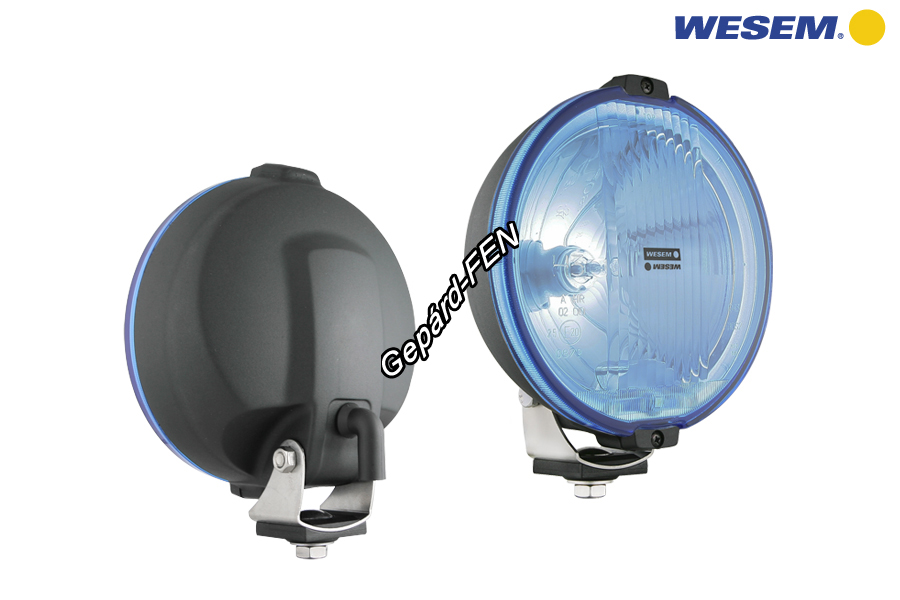 Szúrófény nagy kerek fekete műanyag házzal halványkék üveggel + 1LED 24V körhelyzetjelző 183mm átmérő 97mm mély H3 és T4W izzós. Álló kivitel, M10,-es menettel. Teljes magasság: 214mm.