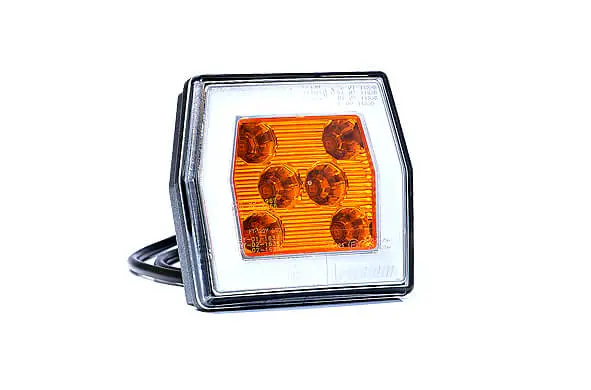 Első lámpa + indes LED ( 2 funkció - helyzetjelző + index ) 12-36V 1,1m kábel, 93x100mm FT-125