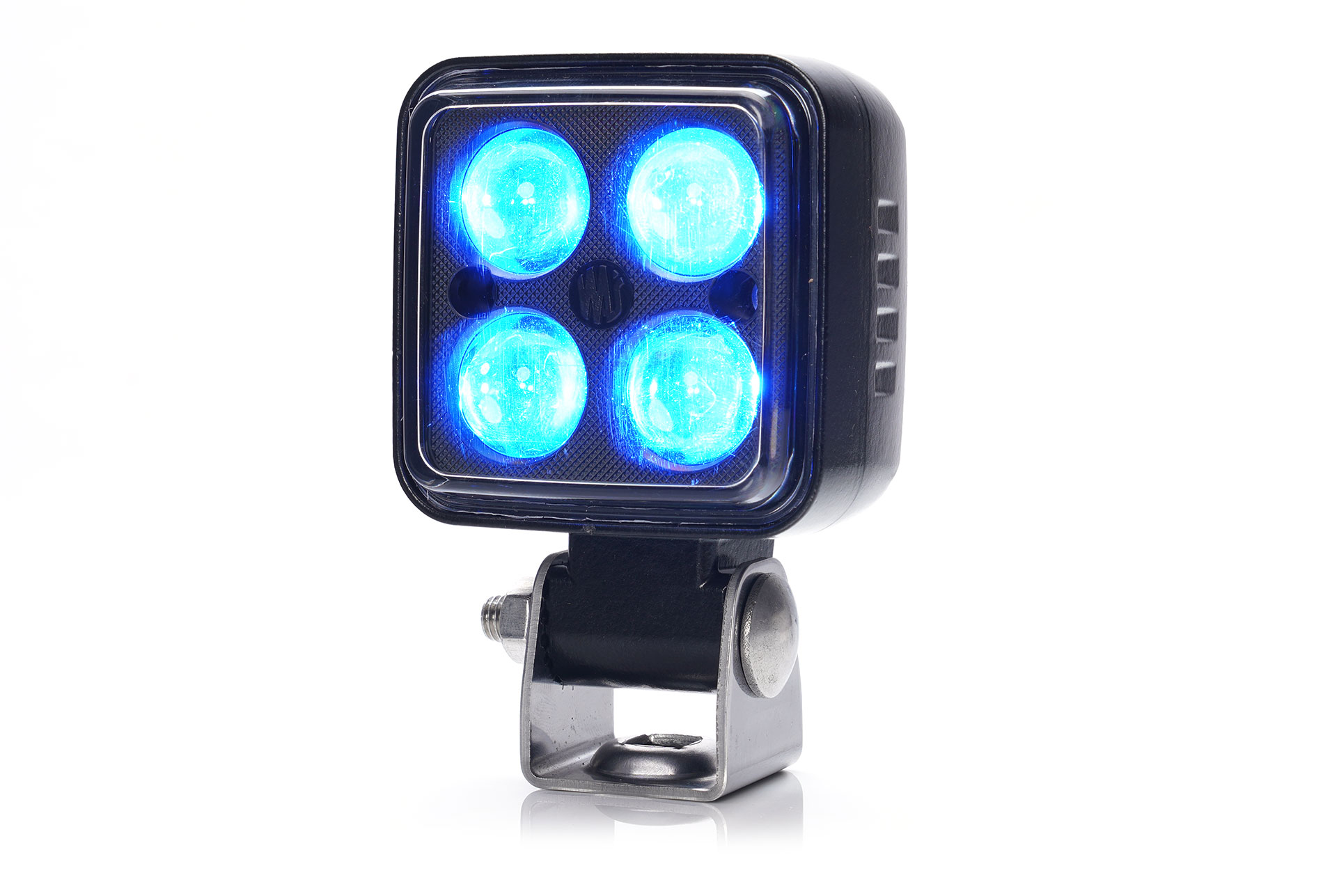 Munkalámpa LED, KÉK fényvetéssel, kiválóan alkalmas permetezőgépekhez, 12-24V, 76x76mm 2243