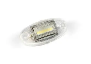Helyzetjelző LED fehér, ovális alakú, sík hátoldalas, 12-36V, 0,15 kábellel, 36x74mm, mélység: 19mm FT-68 B LED